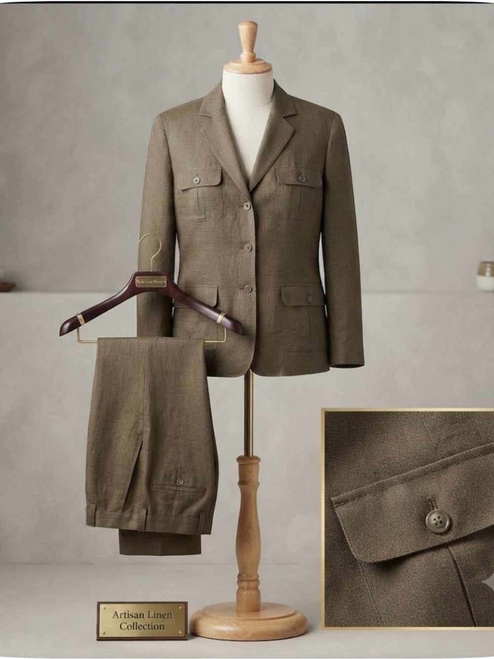 Merona Women's Brown linen suit - 20w - Picture 1 of 11
